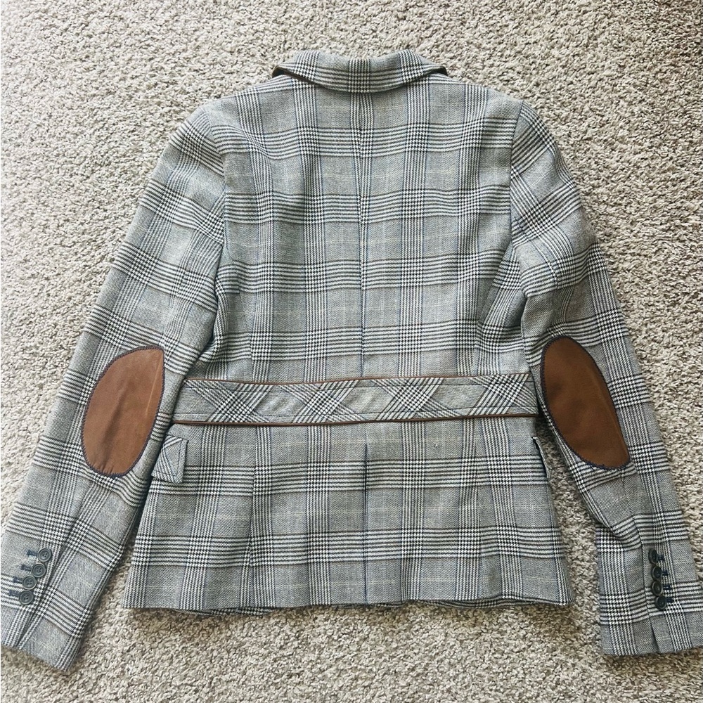 Zara Basic Brown And Black Houndstooth Blazer - image 2